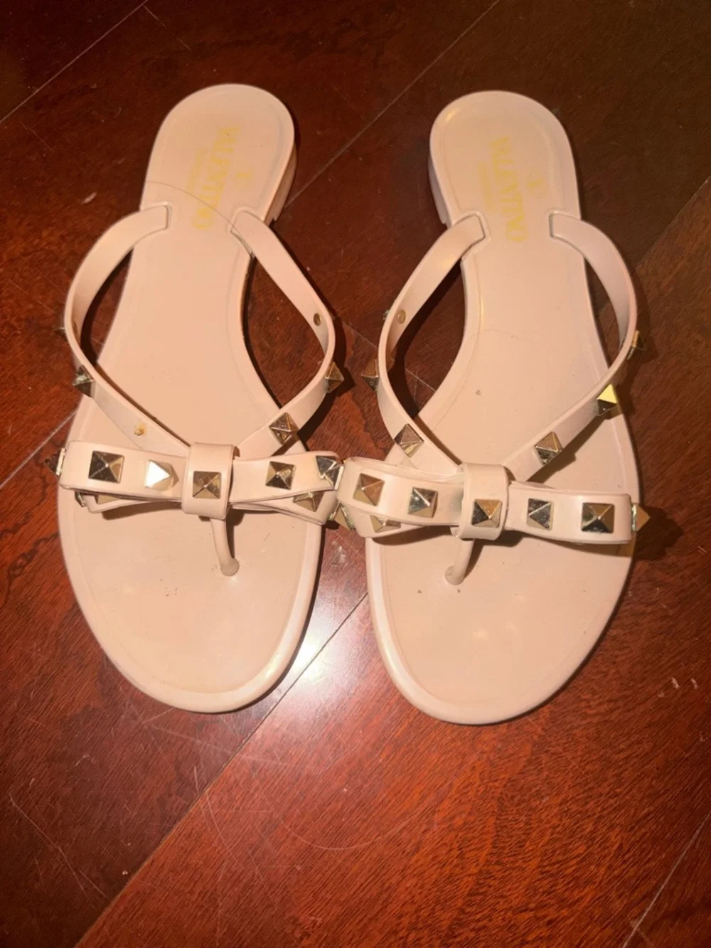 Valentino Rockstud T-Strap Sandal - Taupe - Picture 4 of 4